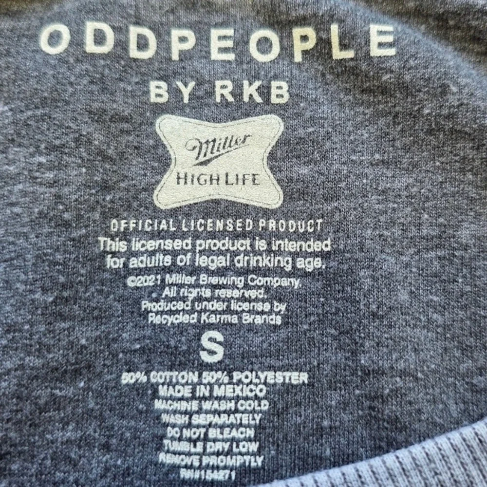 Oddpeople Miller High Life Sweatshirt Small Grey Acid Wash Graphic Pullover Beer